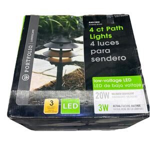 Portfolio Landscape 4 Count Path Lights, Low-voltage LED, Black, 160 Lumen {B6}.